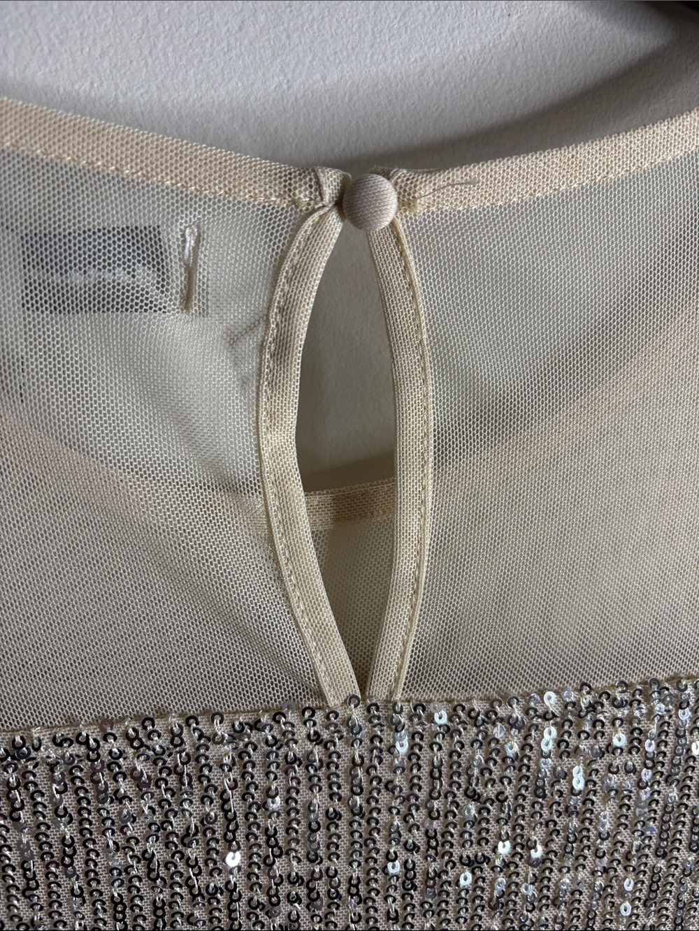 Sequin Long-Sleeve Tee with Cream Mesh Yoke - Picture 7 of 7